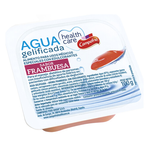 CAMPOFRÍO Healthcare Agua gelificada sabor frambuesa 100 g.