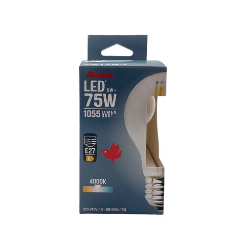 Bombilla Led E27, 9W=75W, luz blanca, 1055lm, PRODUCTO ALCAMPO.