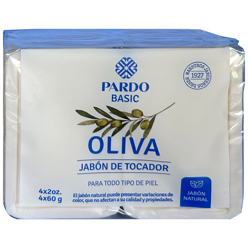 PARDO Basic Pastillas de jabón de tocador con oliva, para todo tipo de pieles 4 x 60 g.