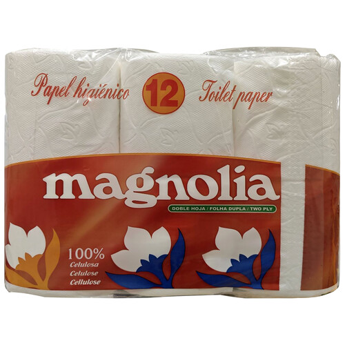 MAGNOLIA Papel higiénico (100% celulosa) de doble capa 12 rollos.