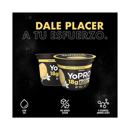 YOPRO Pudding con sabor a vainilla y alto contenido en proteínas (18 g) de Danone 180 g.