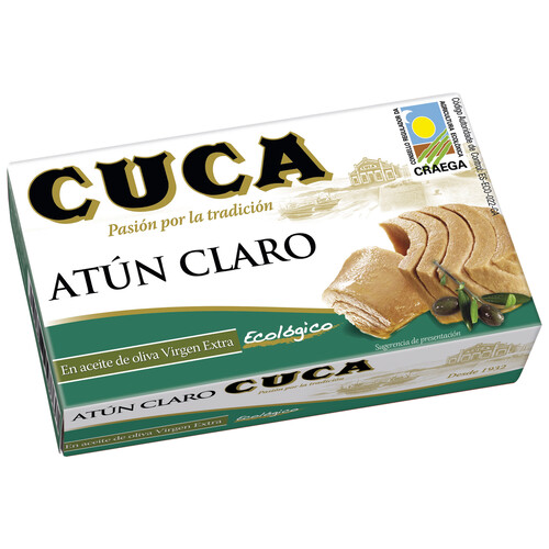 Atún claro en aceite de oliva virgen extra ecológico CUCA 82 g.