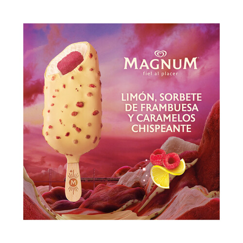 MAGNUM Euphoria de Frigo Mini bombón helado de limón, frambuesa y chocolate blanco 6 x 55 ml.