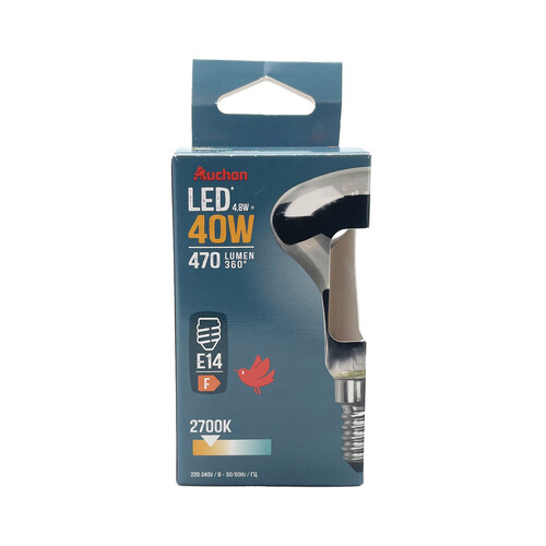 Bombilla Led E14, 4,7W=40W, luz cálida 470lm, cristal mate, PRODUCTO ALCAMPO.