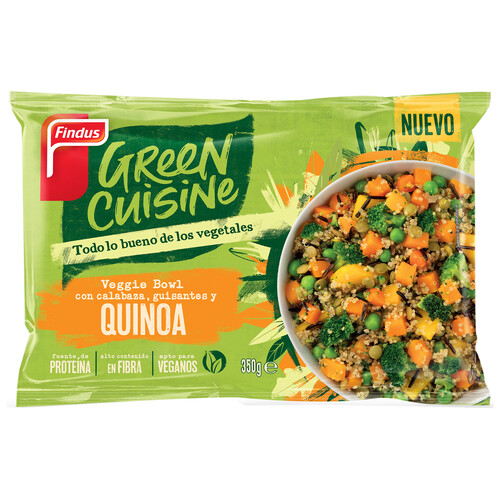 FINDUS Green cuisine Salteado de quinoa, calabaza y guisantes 350 g.