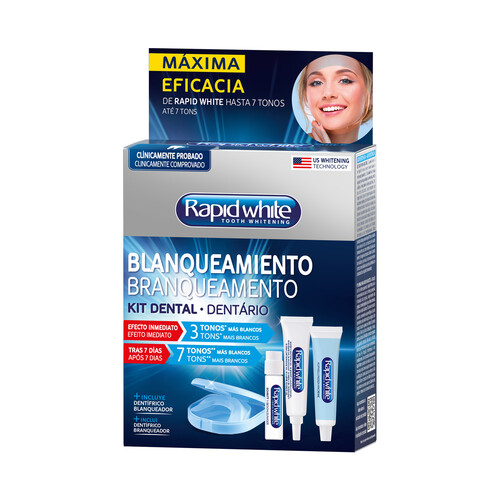 RAPID WHITE Kit dental con tecnología blanqueadora de efecto inmediato.