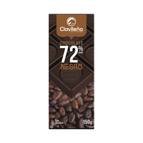 CLAVILEÑO Chocolate extrafino puro 72% cacao 150 g.