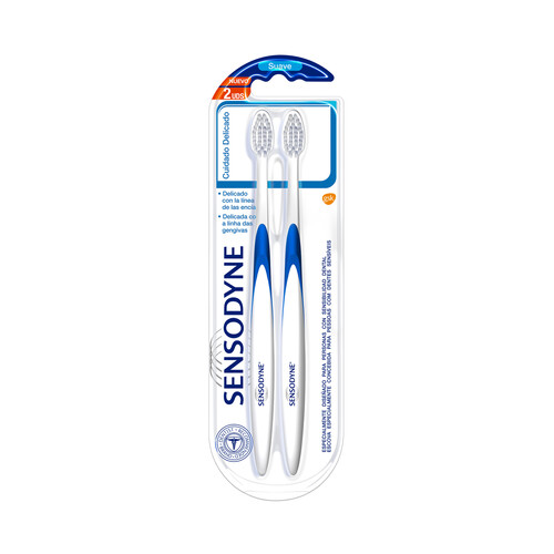 SENSODYNE Cepillo de dientes con filamentos suaves, especial sensibilidad dental SENSODYNE Cuidado delicado 2 uds.