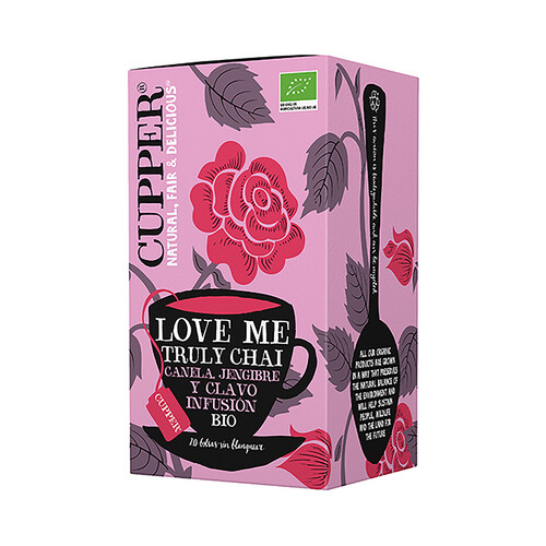 Infusión de canela, raíz de jengibre y clavo ecológica CUPPER LOVE ME TRULY 20 uds. 44 g.