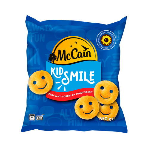 McCAIN Patatas prefritas ultracongeladas, con forma de caritas sonrientes McCAIN Kids smile 650 g.