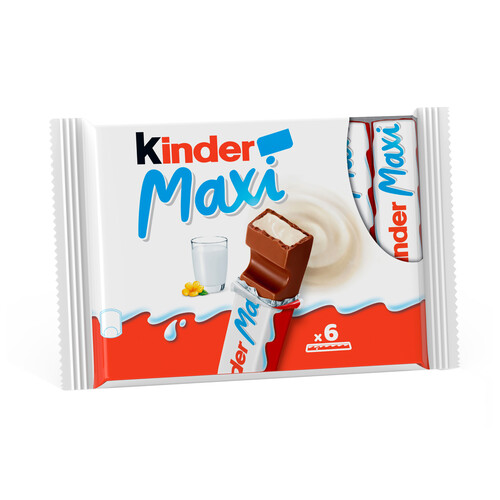 KINDER Maxi Barritas de chocolate con leche rellenas de crema de leche 6 uds. 126g.