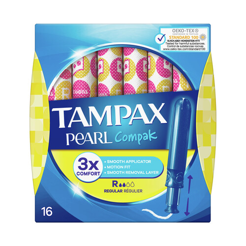 TAMPAX Tampones regular con aplicador TAMPAX Compak pearl 16 uds