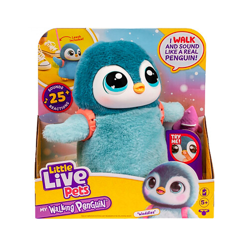 Mascota interactiva LITTLE LIVE PETS My Walking Penguin con 25 sonidos y reacciones, +5 años.