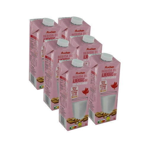 AUCHAN Bebida de almendras sin azúcar 6 x 1 l. Producto Alcampo