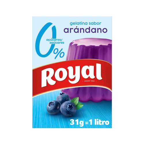 ROYAL 0% Gelatina en polvo sabor arándanos 31 g.