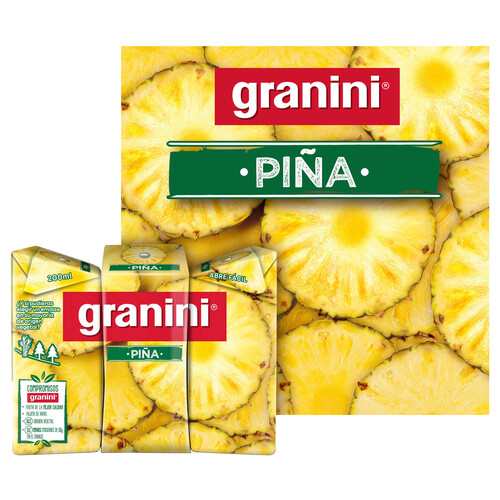 GRANINI Néctar de piña sin edulcorantes ni azúcares añadidos minibrik pack de 3 uds x 20 cl.