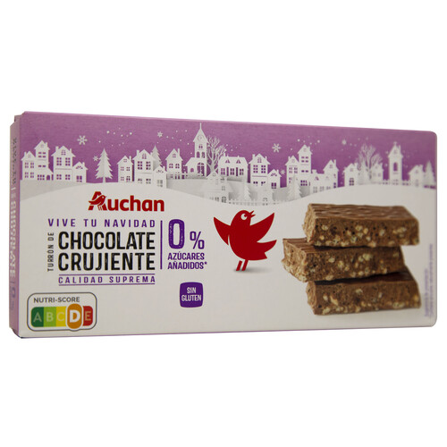 PRODUCTO ALCAMPO Turrón de chocolate crujiente y arroz inflado sin azúcares añadidos 200 g.