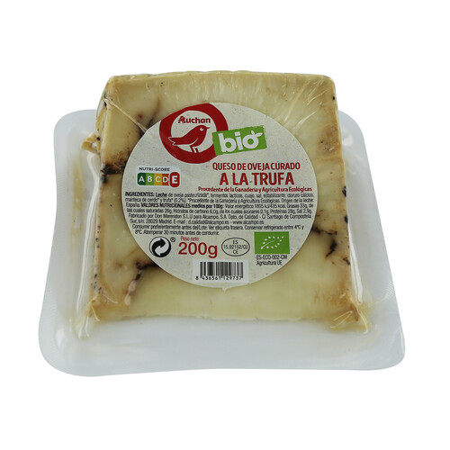 Queso de oveja curado con trufa ALCAMPO ECOLÓGICO 200 g.