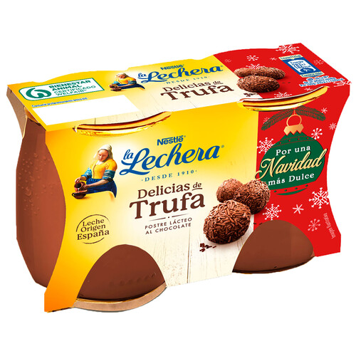 LA LECHERA Postre lácteo (delicias) de trufa LA LECHERA de Nestlé 2 x 125 g.