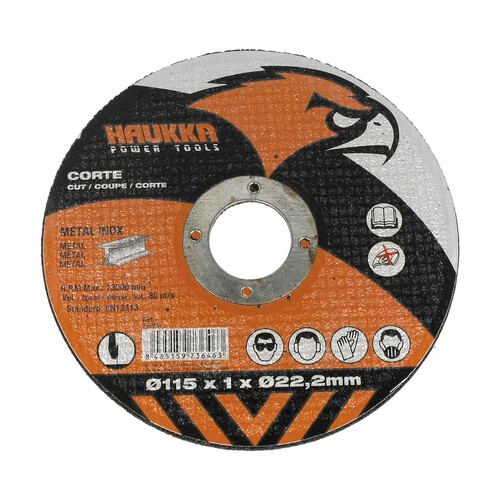 Disco de corte abrasivo Inox, 115x1, 22 mm, HAUKKA.