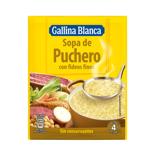 GALLINA BLANCA Sopa puchero fideos 72 g.