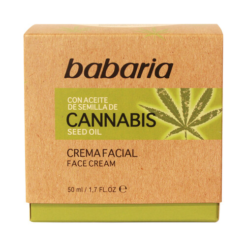 BABARIA Crema facial con aceite de cannabis y acción nutritiva, especial pieles sensibles BABARIA Cannabis 50 ml.