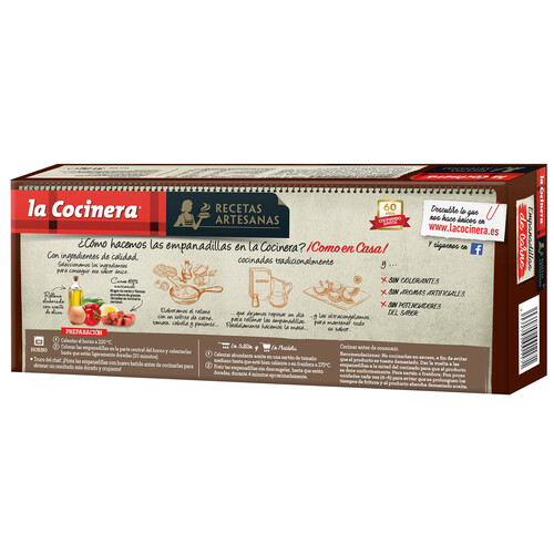 LA COCINERA Empanadillas de masa crujiente, rellenas de carne de origen 100% nacional Recetas artesanas 10 uds.