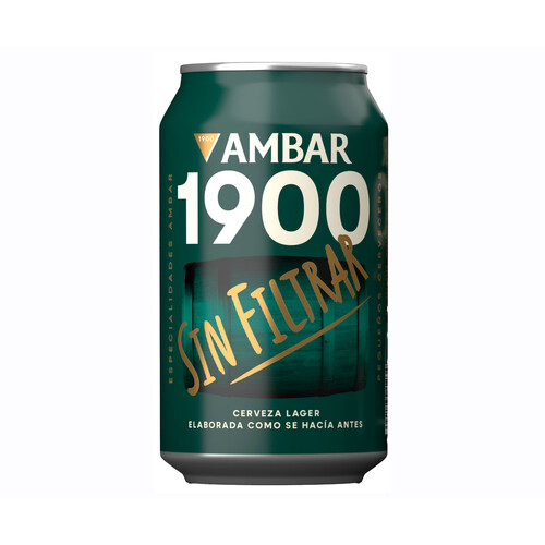 AMBAR Lata de cerveza 1900 sin filtrar 33 cl