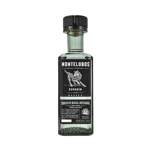 MONTELOBOS Espadiín Mezcal artesanal elaborado con agave 100% orgánico botella 70 cl.