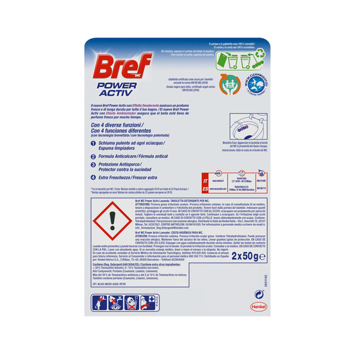 BREF Power Activ Pastillas para WC de lavanda 2 uds. 50 g.