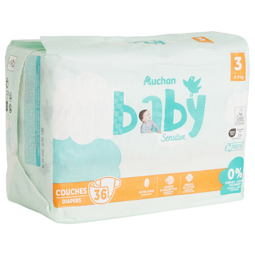 PRODUCTO ALCAMPO Baby sensitive Pañales talla 3 (4-9 kg) 36 uds.