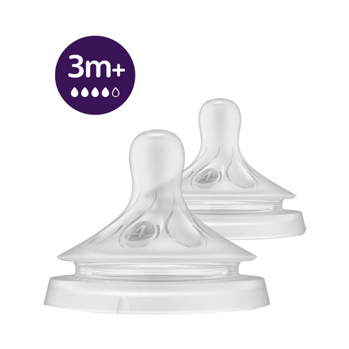 AVENT Natural response teat de Philips Tetinas de flujo rápido (4) para bebés de más de 3 meses 2 uds.