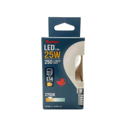 Bombilla led E14, 2,2W=25W, luz blanca, 250lm, PRODUCTO ALCAMPO.