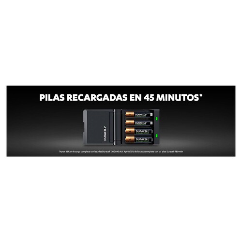 Pack cargador de pilas y 4 pilas recagables (2xAA + 2xAAA) DURACELL.