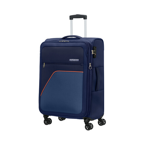 Maleta mediana tipo trolley Sky Surfer de 68cm, 8 ruedas, color azul oscuro, AMERICAN TOURISTER.