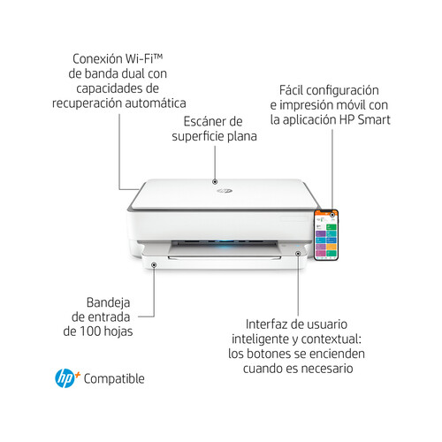 Impresora multifunción tinta HP Envy 6030e 2K4U7B, WiFi, USB, 3 meses impresión Instant Ink.