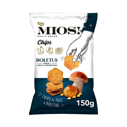 MIOS Chips de maíz con sabor a boletus y cebolla caramelizada MIOS! 150 g.