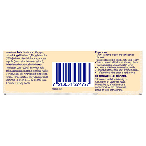 NESTLÉ Papilla líquida de cereales con galleta, a partir de 6 meses 2 x 250 ml.