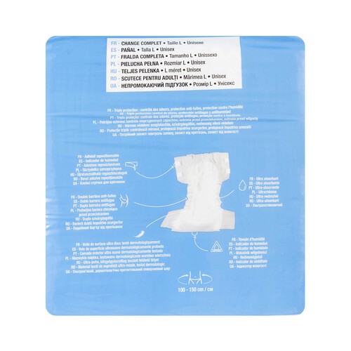 PRODUCTO ALCAMPO Pañal de incontiencia unisex ultra absorbente talla L (100 - 150 cm) 20 uds.