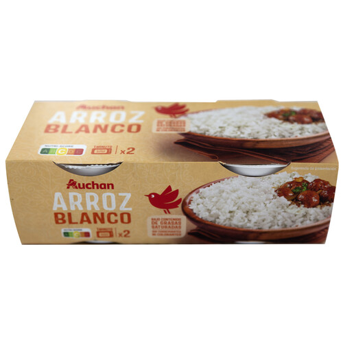 PRODUCTO ALCAMPO Arroz blanco redondo cocido (vasito microondas), listo para calentar y comer 2 x 125 g.