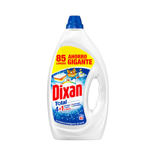 DIXAN Total Detergente líquido 4 en 1 (limpieza, frescor, luminosidad y sostenibilidad) 3.825 l, 85 lavados.