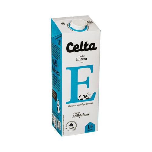 CELTA Leche entera de vaca con bienestar animal garantizado 1.5 l.