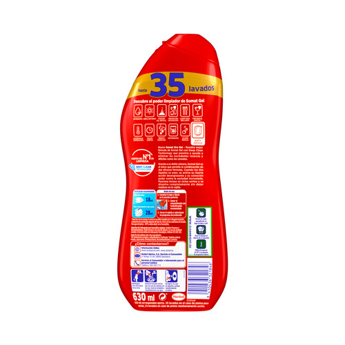 SOMAT Detergente lavavajillas máquina gel anti grasa SOMAT 35 ds. 630 ml.