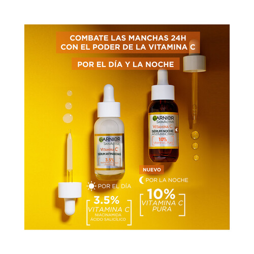 GARNIER Sérum de noche antimanchas con vitamina C GARNIER Skin active 30 ml.