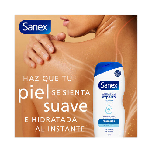 SANEX Cuidado experto Gel hidratante y protector para ducha o baño, para todo tipo de pieles  250 ml.