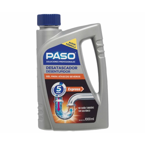 Desatascador Gel Express, para atascos severos, PASO, 1 litro.