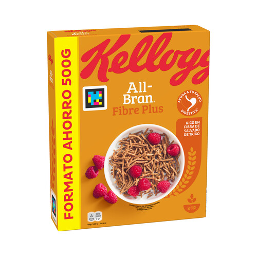 KELLOGG'S All bran plus  Cereales de trigo (salvado de trigo rico en fibras) 500 g.