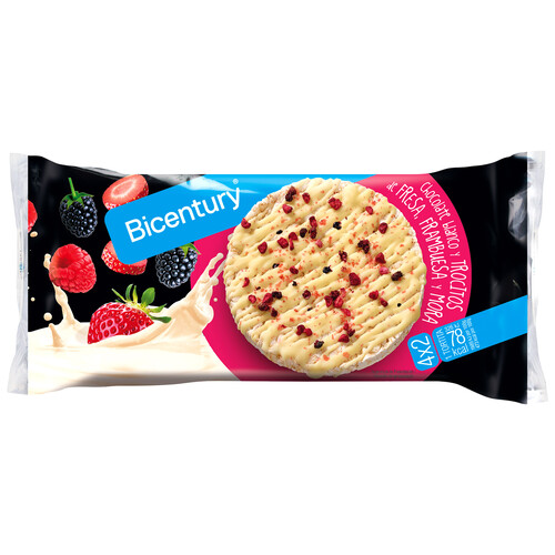 Barritas chocolate blanco con frutos rojos BICENTURY 4 uds. (131,2 g.)