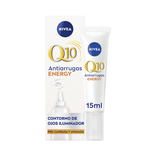 NIVEA Q10 energy Contorno de ojos antiarrugas e iluminador, para piel cansada y apagada 15 ml.