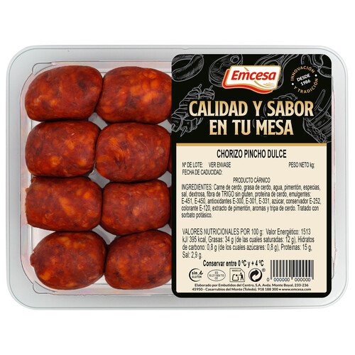 EMCESA Bandeja de chorizos dulces de pincho